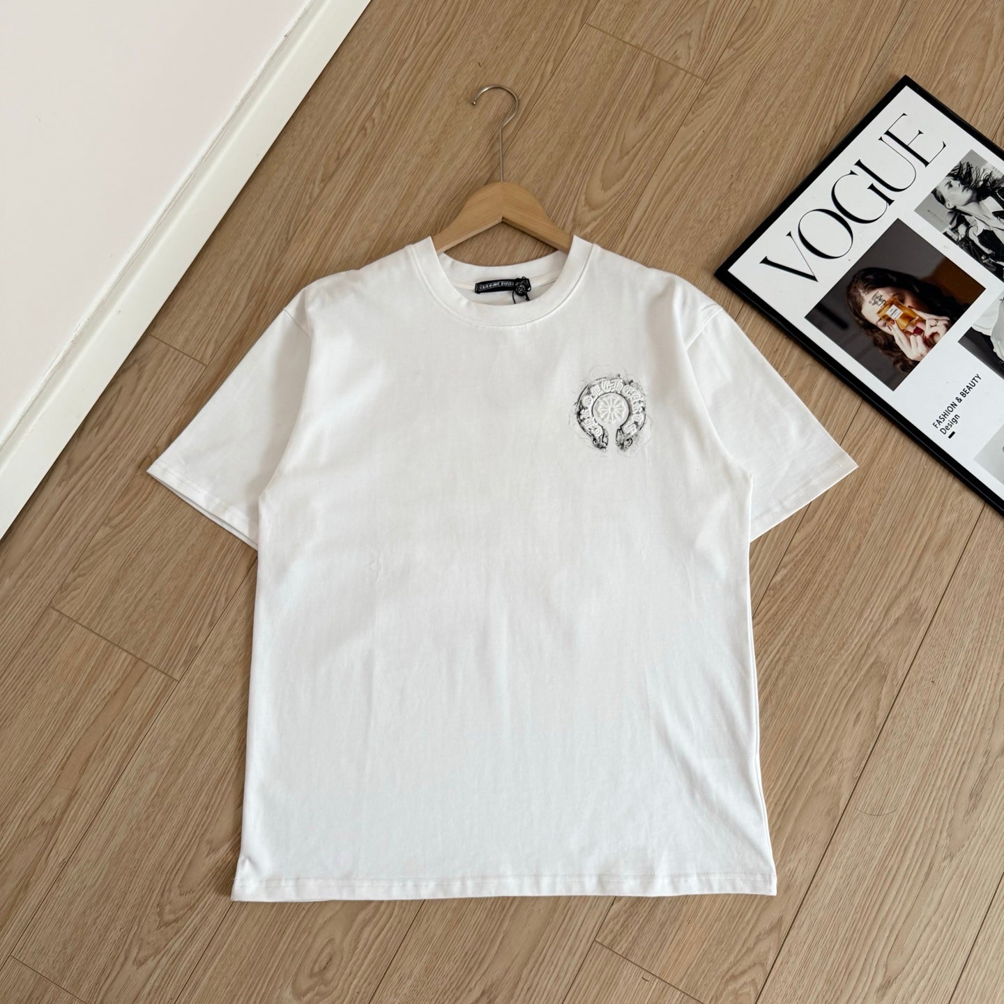Chrome Hearts Horseshoe Cross Sanskrit Short Sleeve T-Shirt