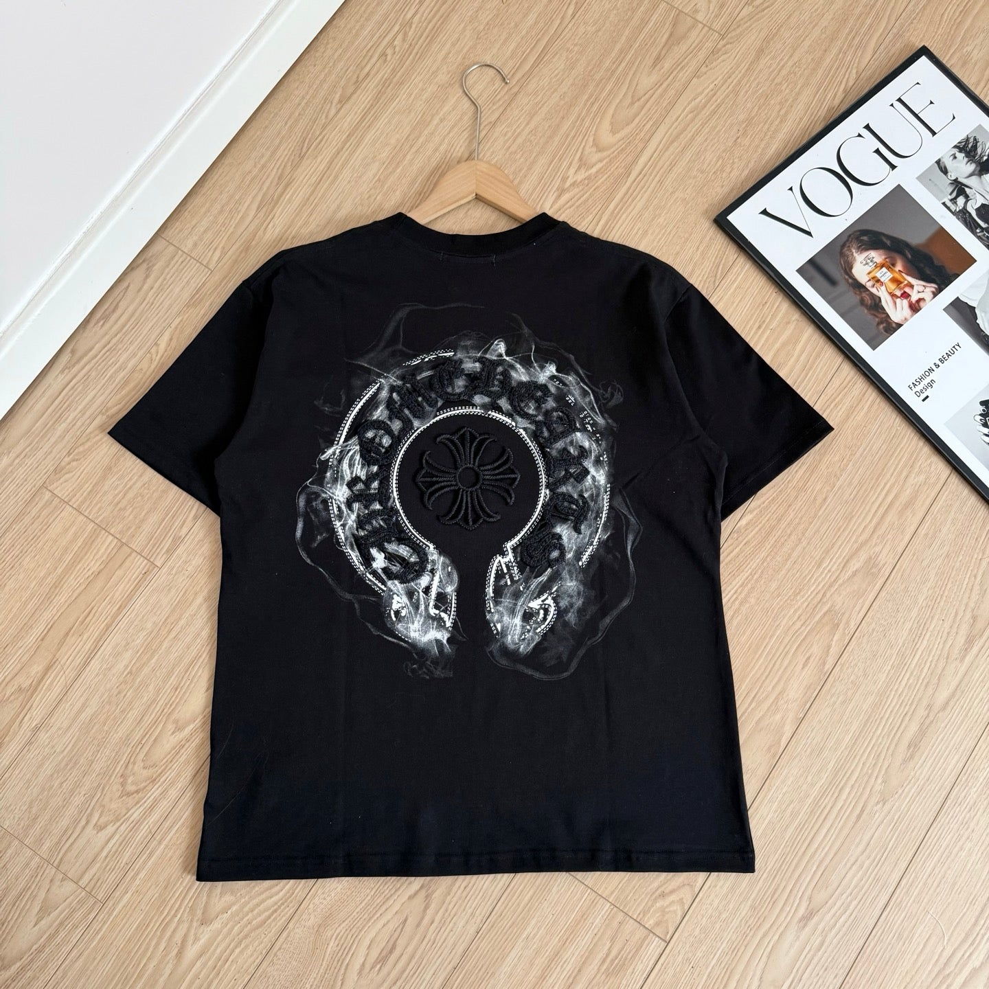 Chrome Hearts Horseshoe Cross Sanskrit Short Sleeve T-Shirt