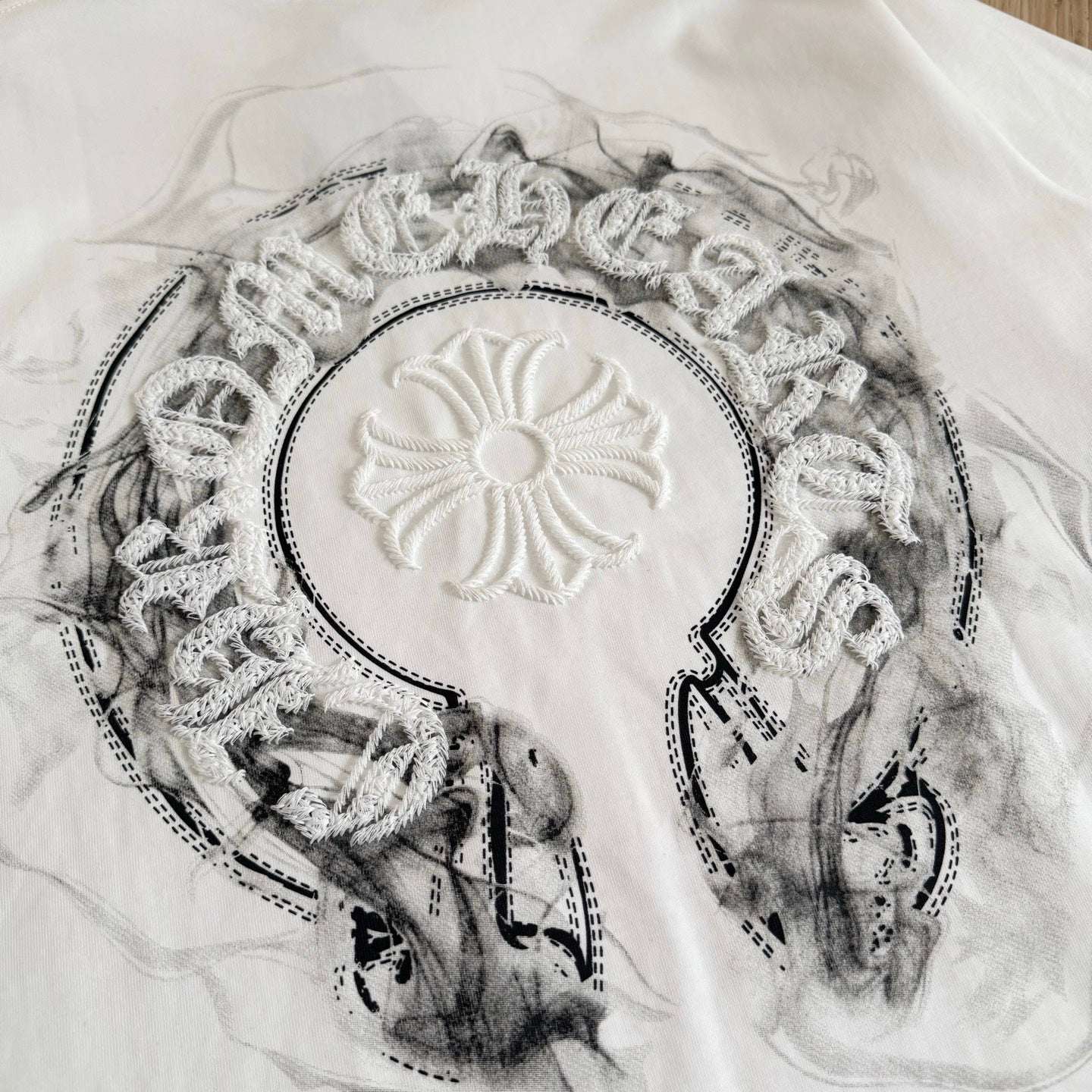 Chrome Hearts Horseshoe Cross Sanskrit Short Sleeve T-Shirt