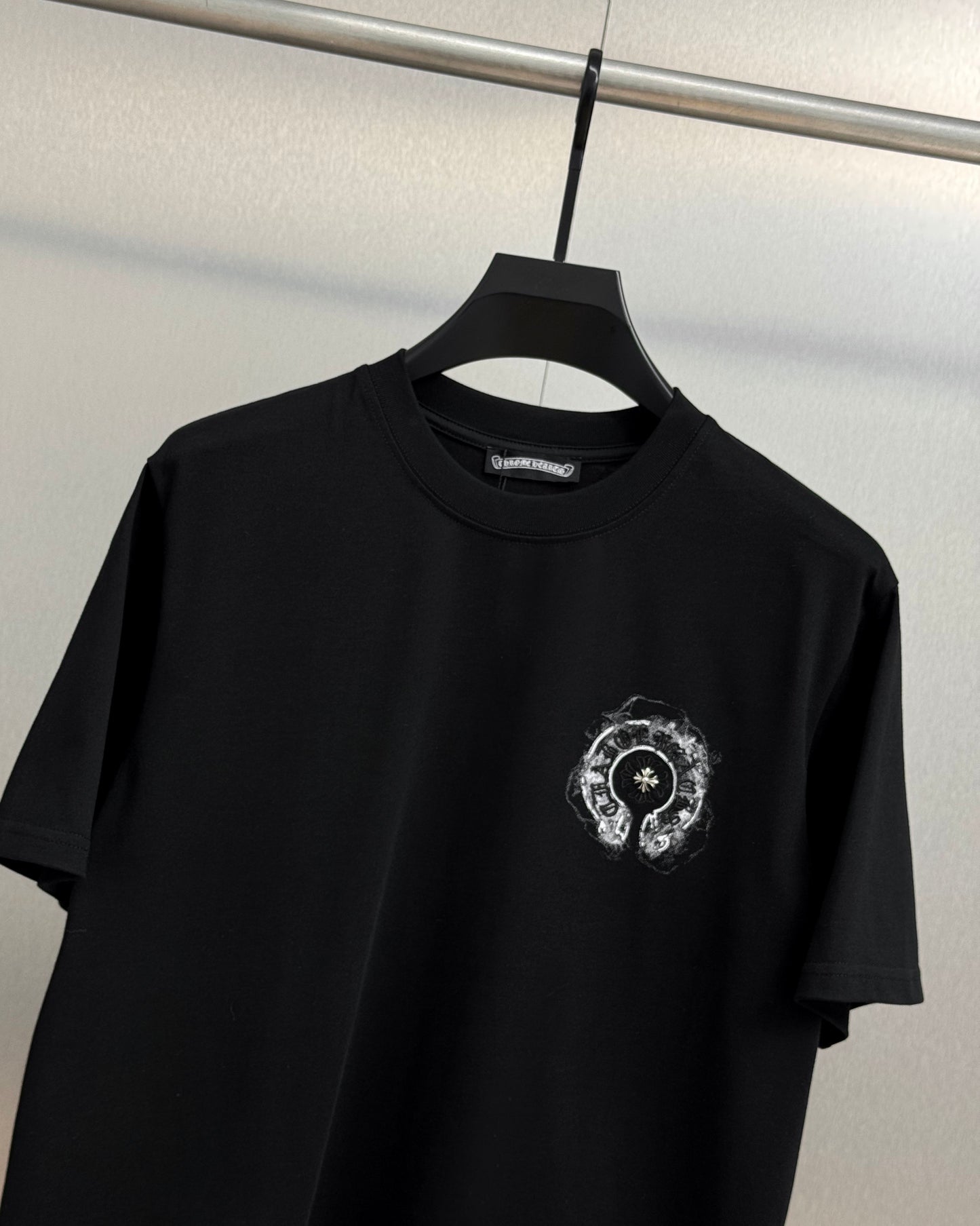 Chrome Hearts Heavy Embroidery Sanskrit Splash-Ink Crew Neck Short Sleeve T-Shirt