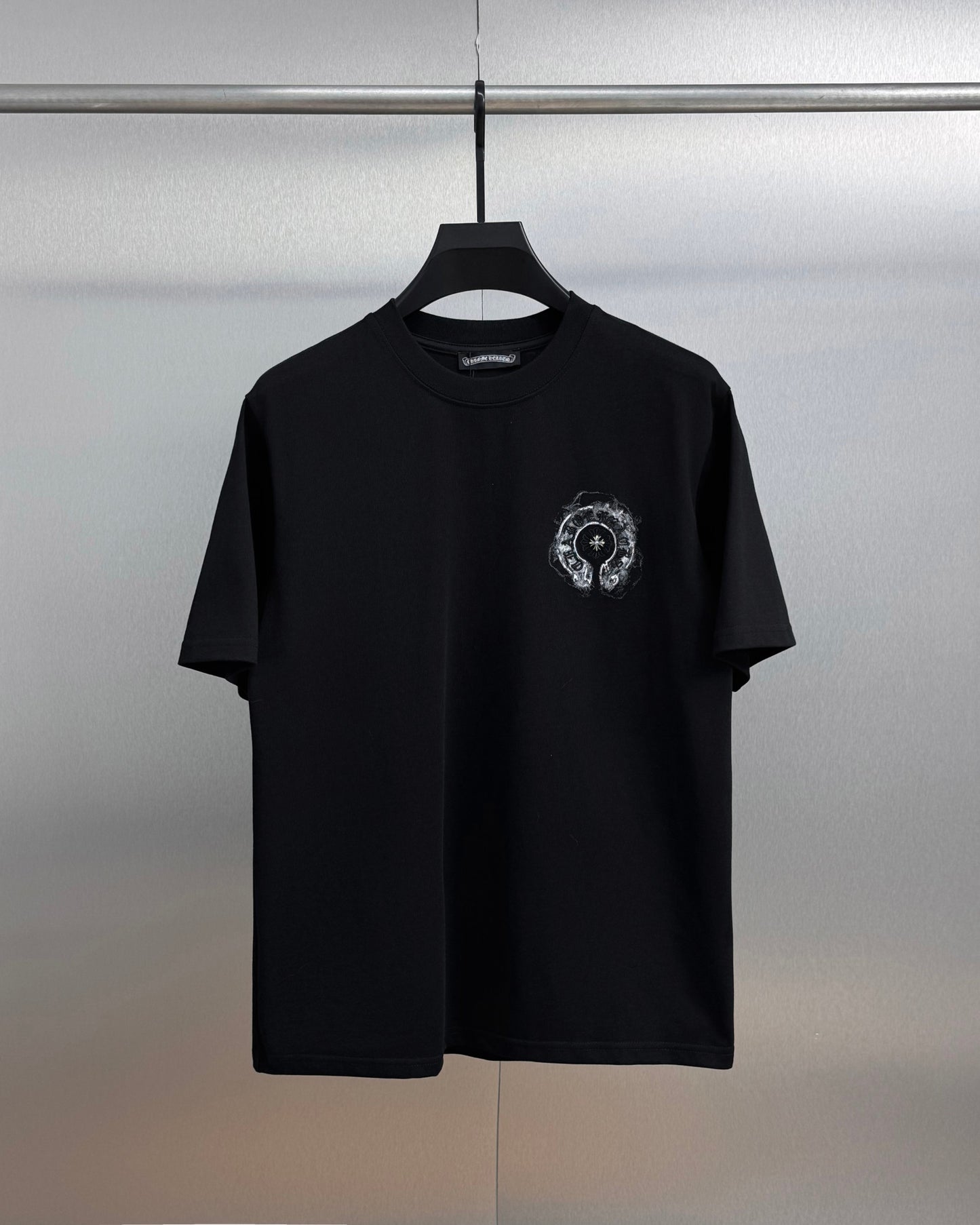 Chrome Hearts Heavy Embroidery Sanskrit Splash-Ink Crew Neck Short Sleeve T-Shirt