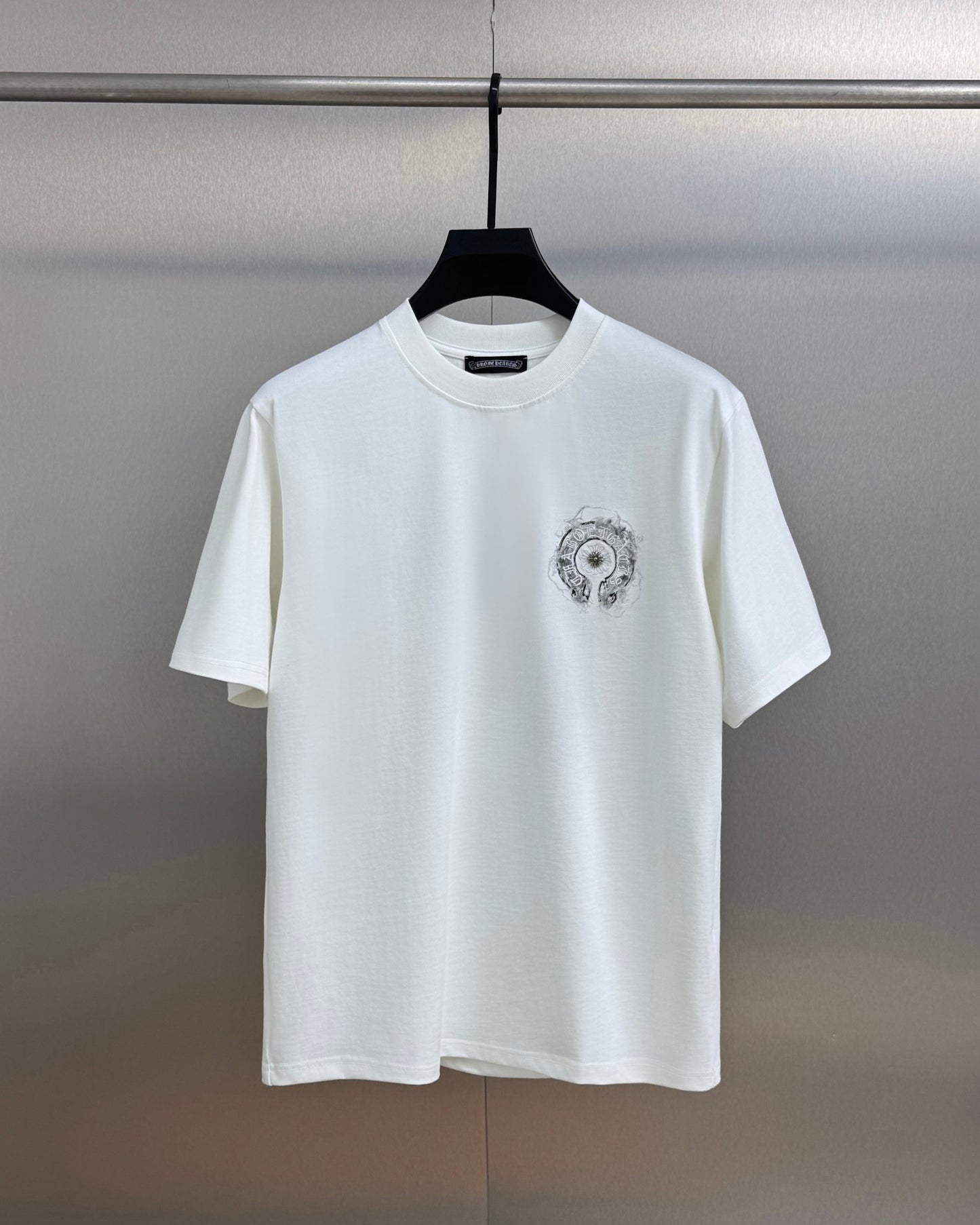 Chrome Hearts Heavy Embroidery Sanskrit Splash-Ink Crew Neck Short Sleeve T-Shirt