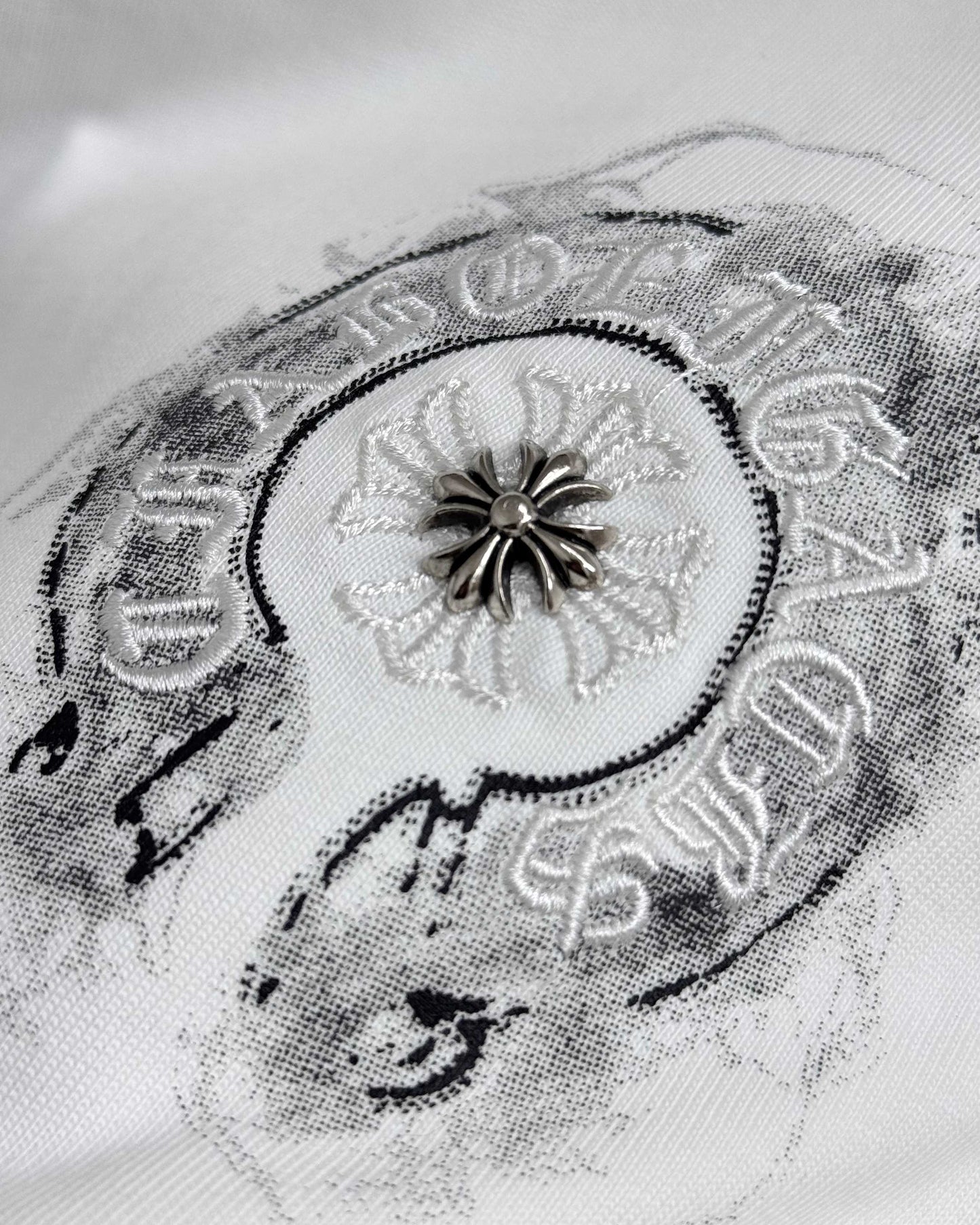 Chrome Hearts Heavy Embroidery Sanskrit Splash-Ink Crew Neck Short Sleeve T-Shirt