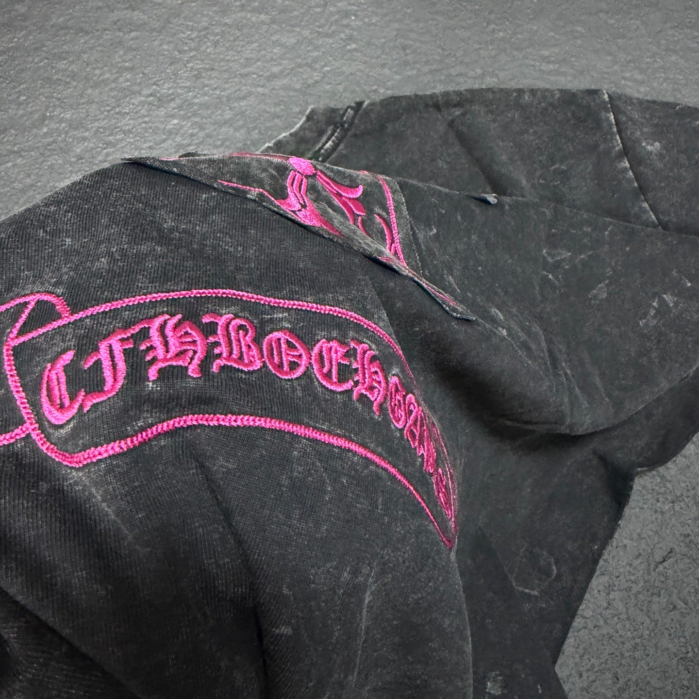 Chrome Hearts New Horseshoe Embroidered Washed Short Sleeve T-Shirt