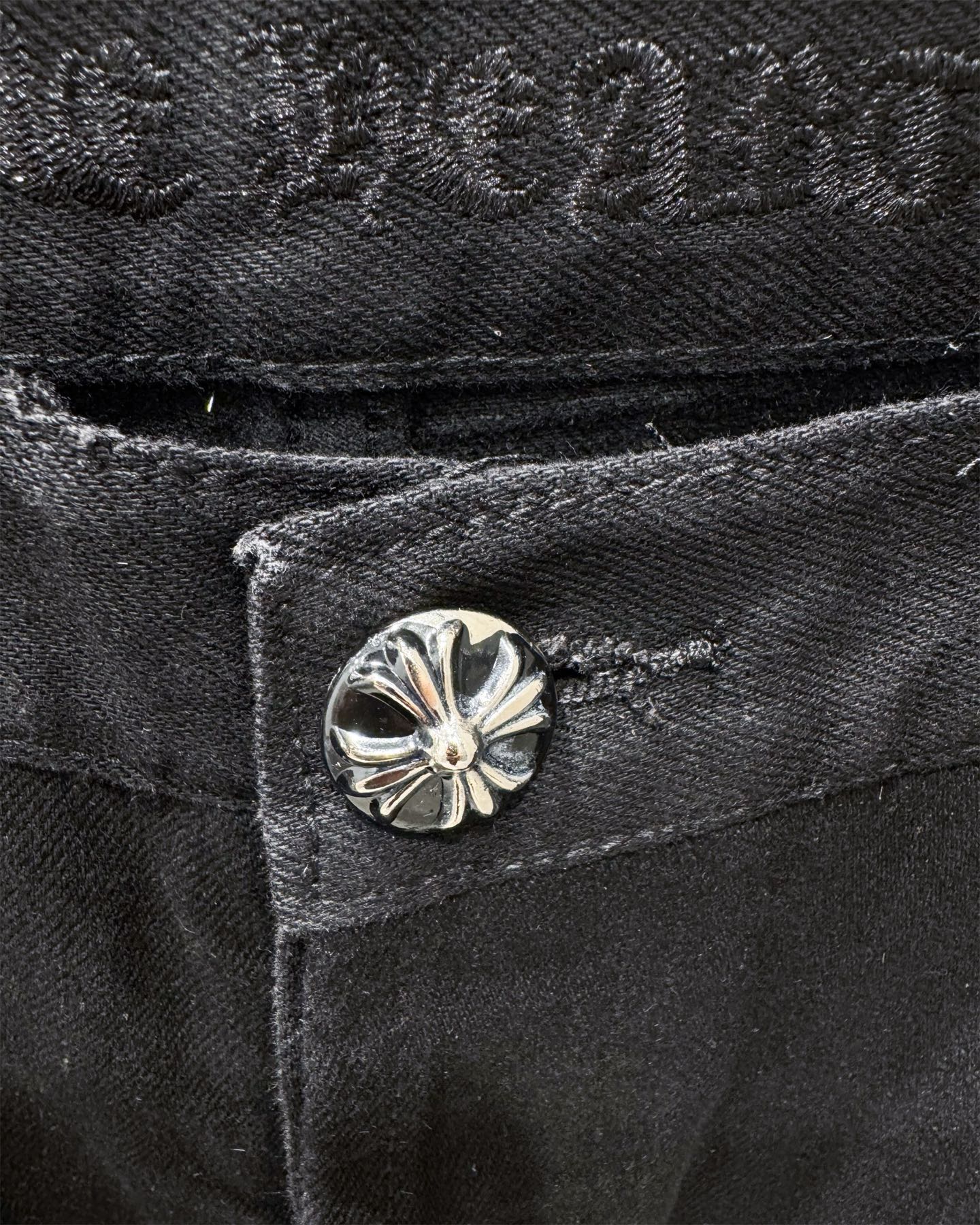 Chrome Hearts Limited Flame Pink Cross Patchwork Denim Jeans