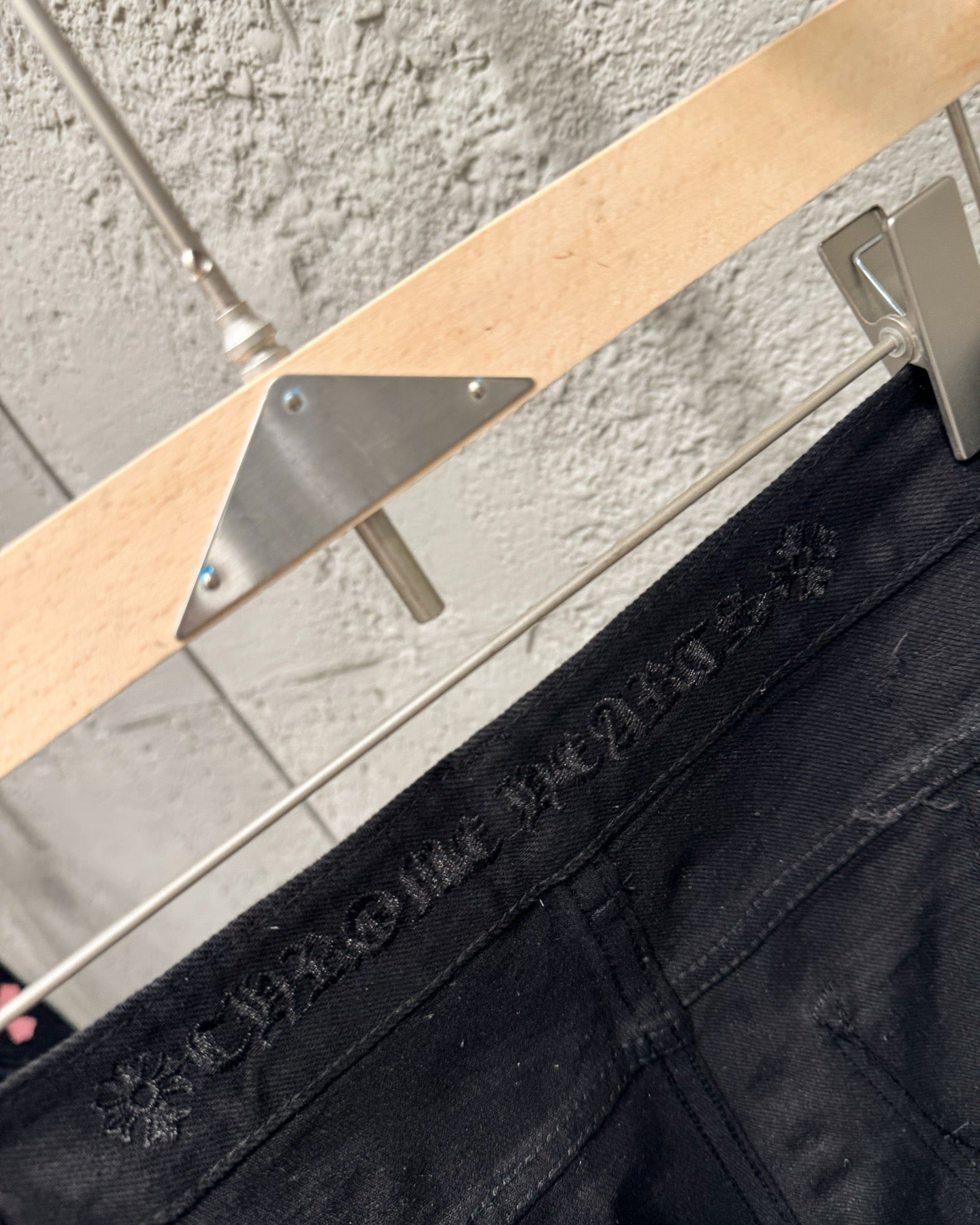 Chrome Hearts Limited Flame Pink Cross Patchwork Denim Jeans