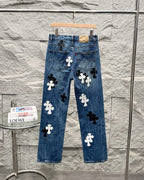 Chrome Hearts Flared Bamboo-Texture Denim Jeans KZ33