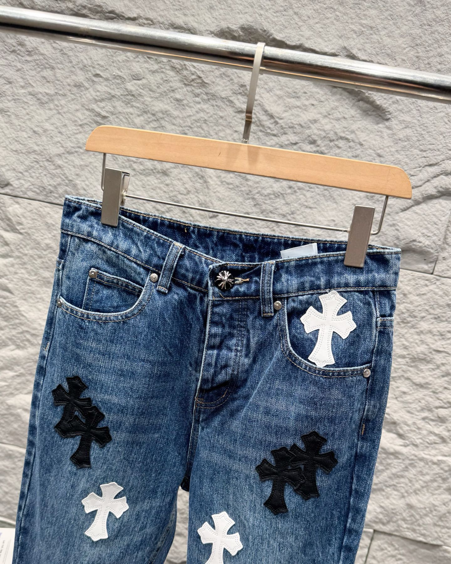 Chrome Hearts Flared Bamboo-Texture Denim Jeans