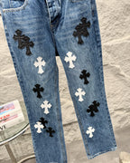 Chrome Hearts Flared Bamboo-Texture Denim Jeans KZ33