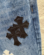 Chrome Hearts Flared Bamboo-Texture Denim Jeans KZ33