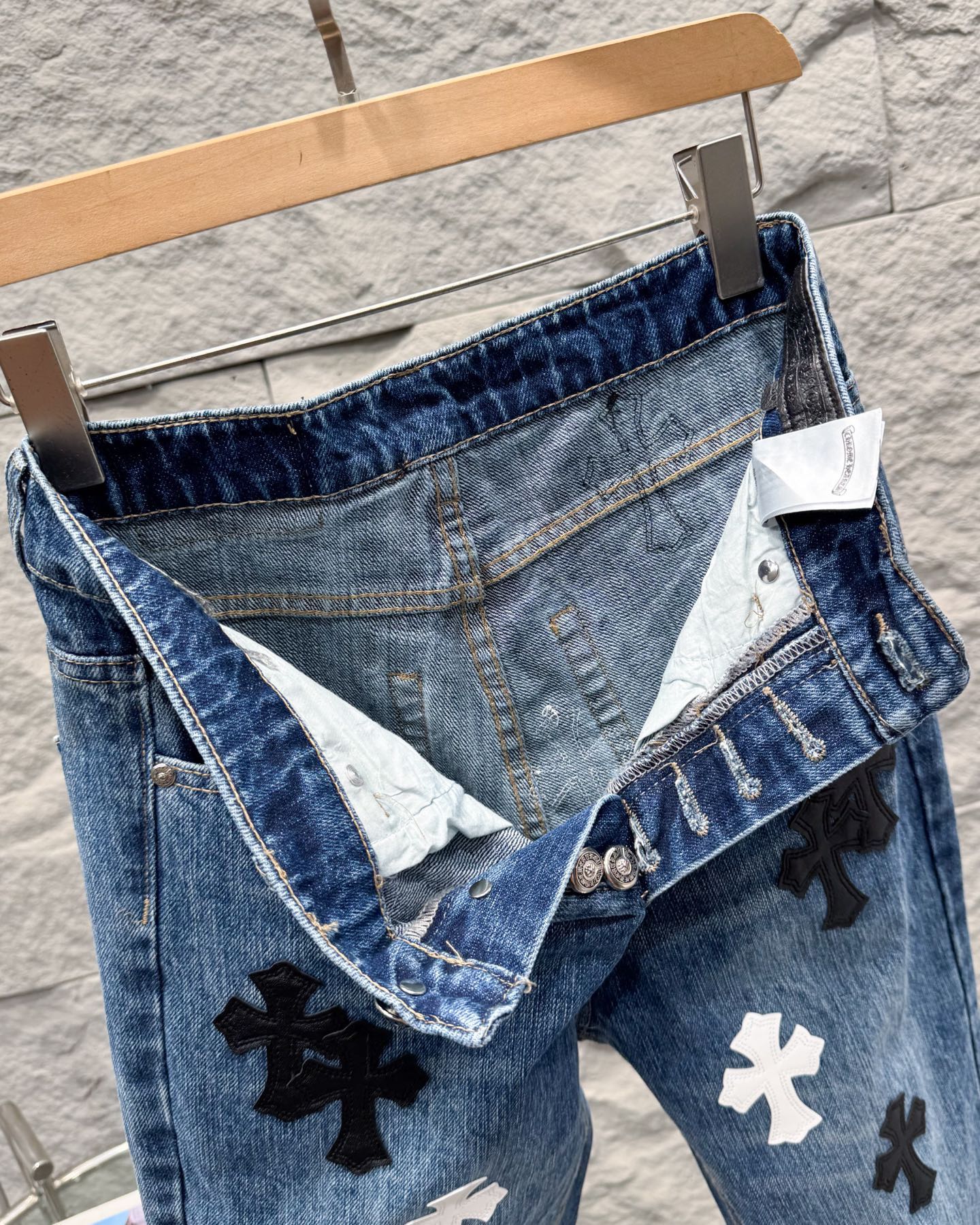Chrome Hearts Flared Bamboo-Texture Denim Jeans