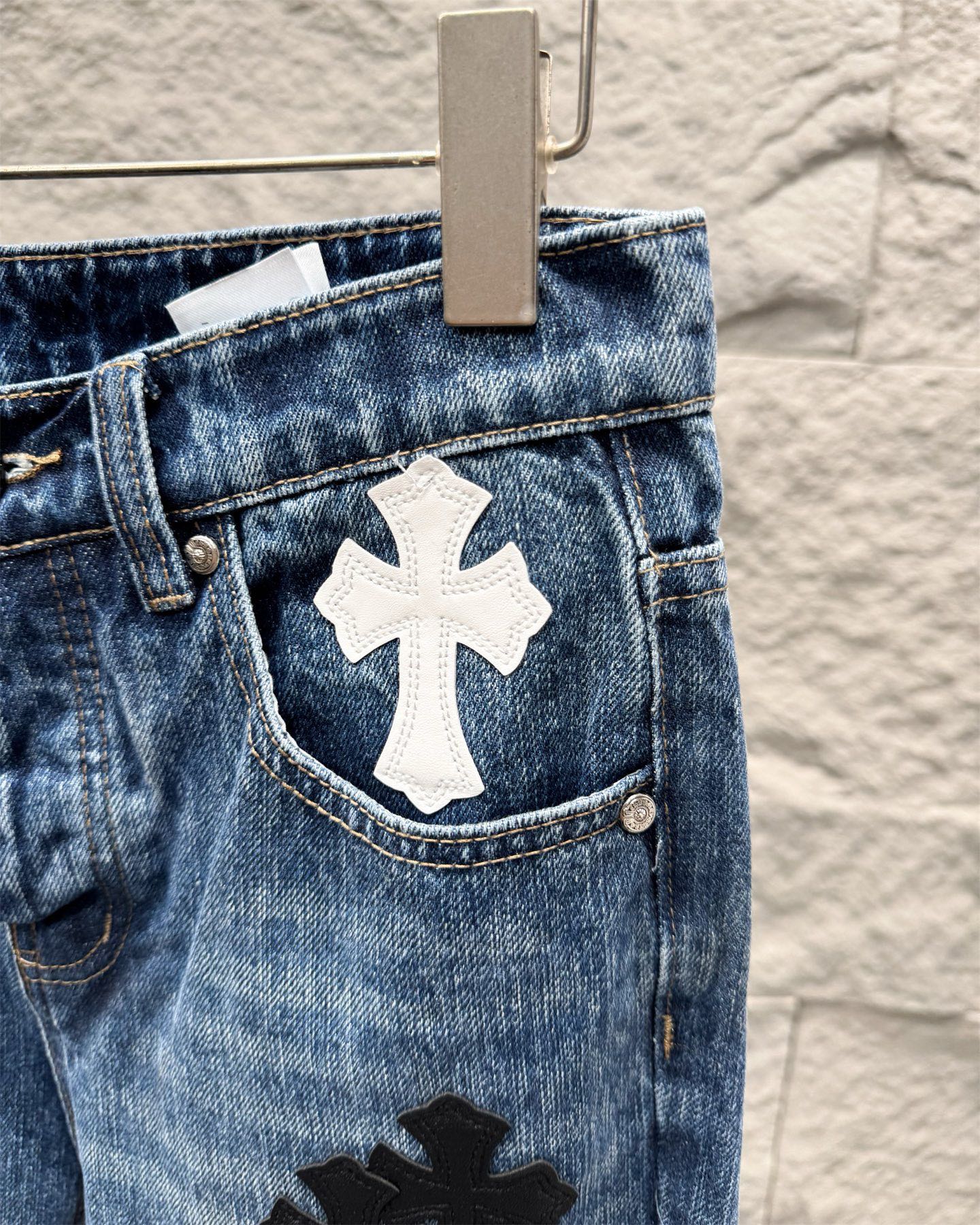 Chrome Hearts Flared Bamboo-Texture Denim Jeans