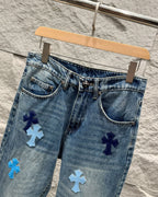 Chrome Hearts New Classic Blue Cross Denim Jeans KL31