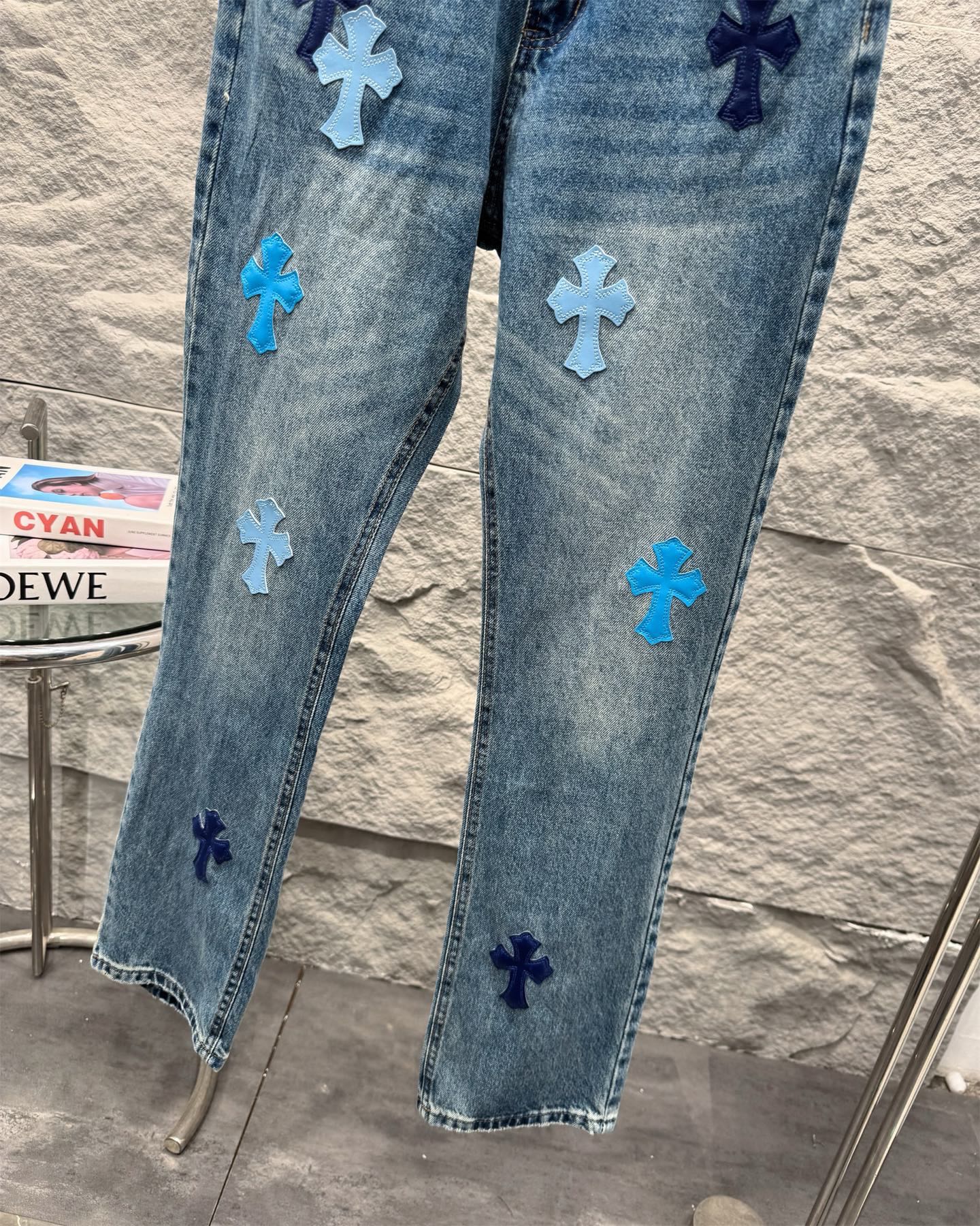 Chrome Hearts New Classic Blue Cross Denim Jeans