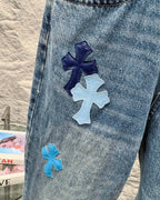 Chrome Hearts New Classic Blue Cross Denim Jeans KL31