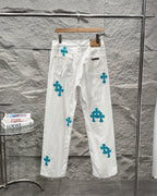 Chrome Hearts Ice Blue Cross Relaxed Fit Denim Jeans KB30