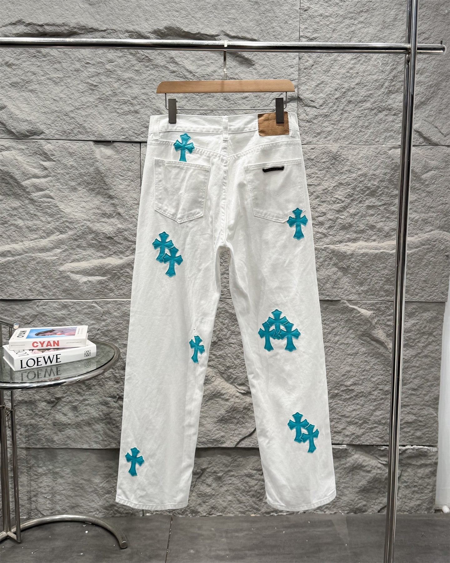 Chrome Hearts Ice Blue Cross Relaxed Fit Denim Jeans