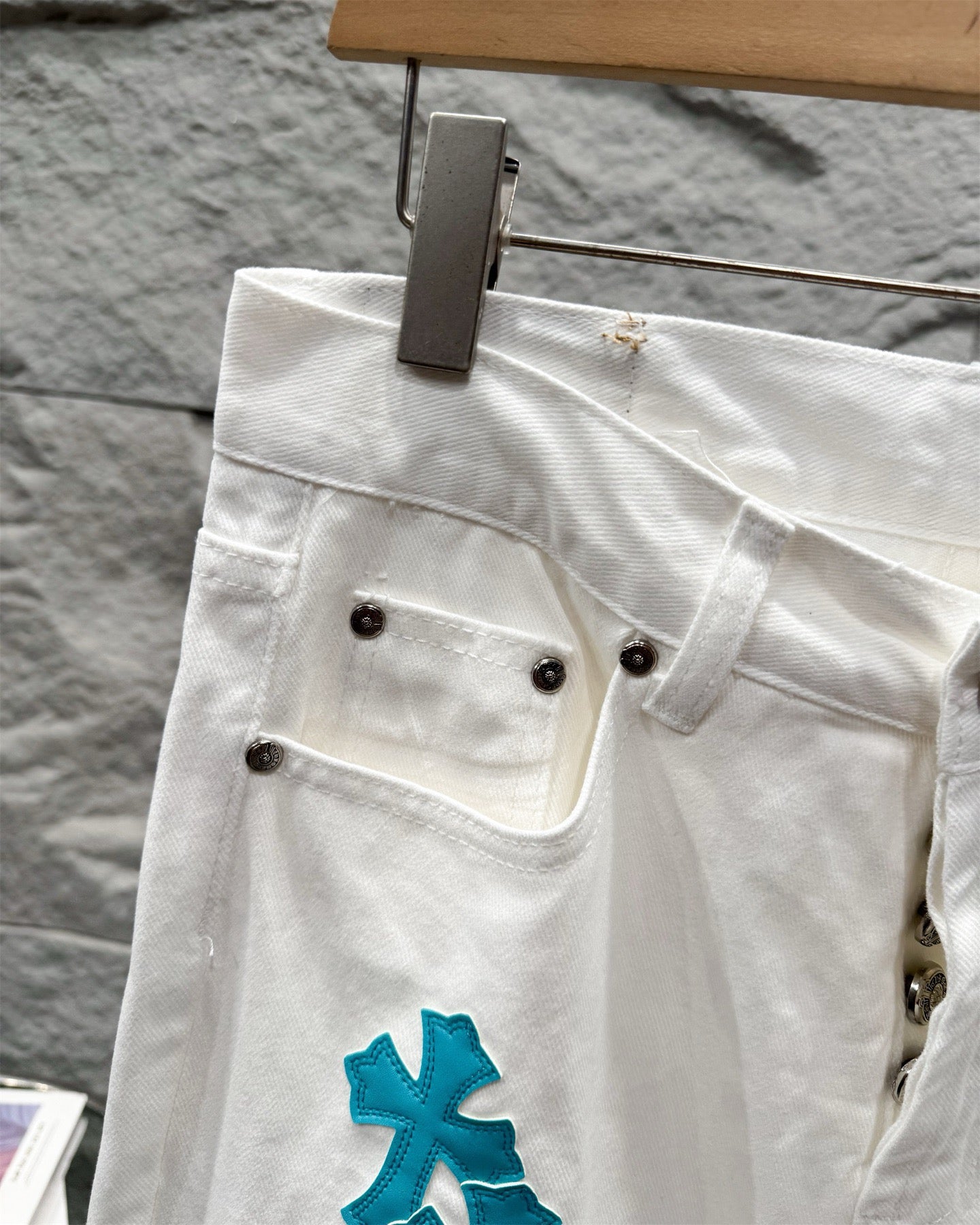 Chrome Hearts Ice Blue Cross Relaxed Fit Denim Jeans