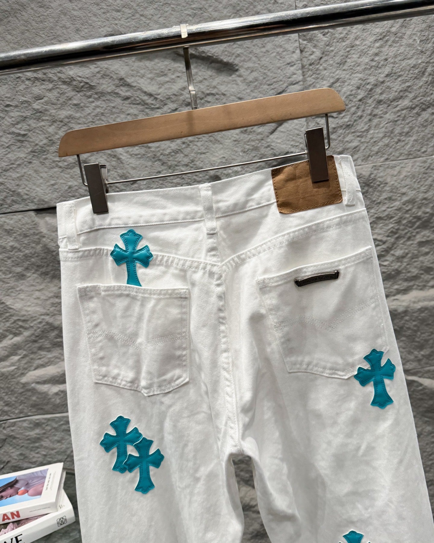 Chrome Hearts Ice Blue Cross Relaxed Fit Denim Jeans
