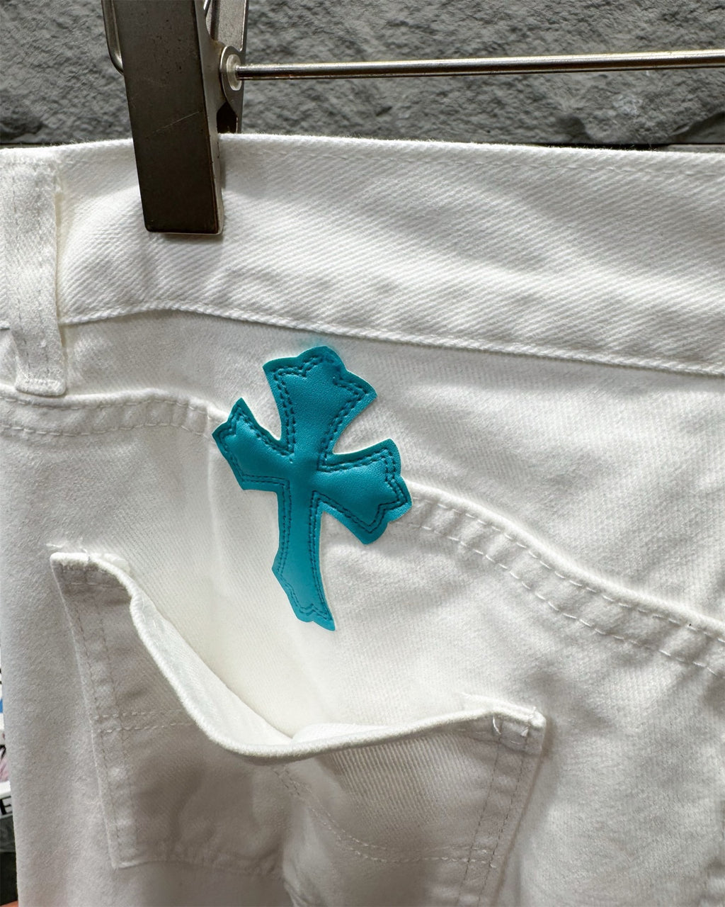 Chrome Hearts Ice Blue Cross Relaxed Fit Denim Jeans KB30