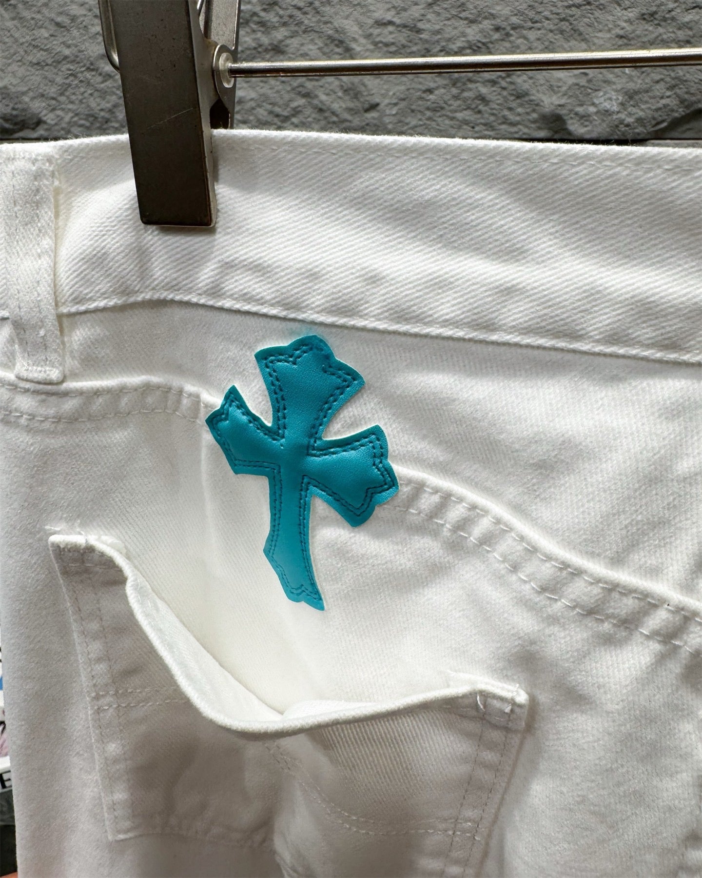 Chrome Hearts Ice Blue Cross Relaxed Fit Denim Jeans