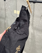 Chrome Hearts Leopard Print Patchwork Black Leather Denim Jeans KB29