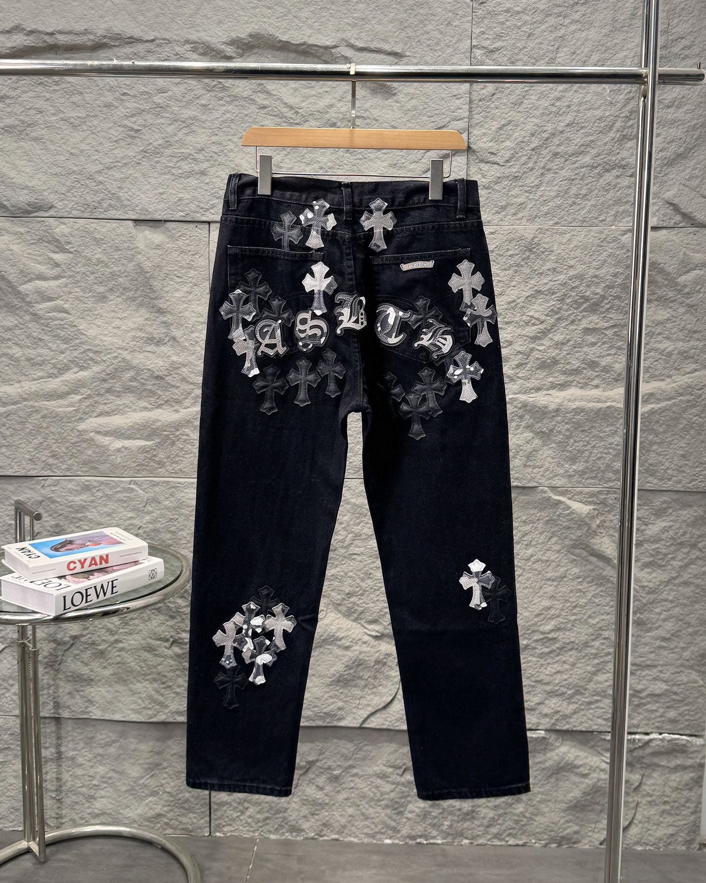 Chrome Hearts New York Limited Edition Leather Patch Straight-Leg Denim Jeans