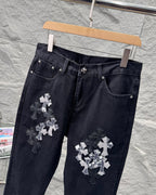 Chrome Hearts New York Limited Edition Leather Patch Straight-Leg Denim Jeans KN28