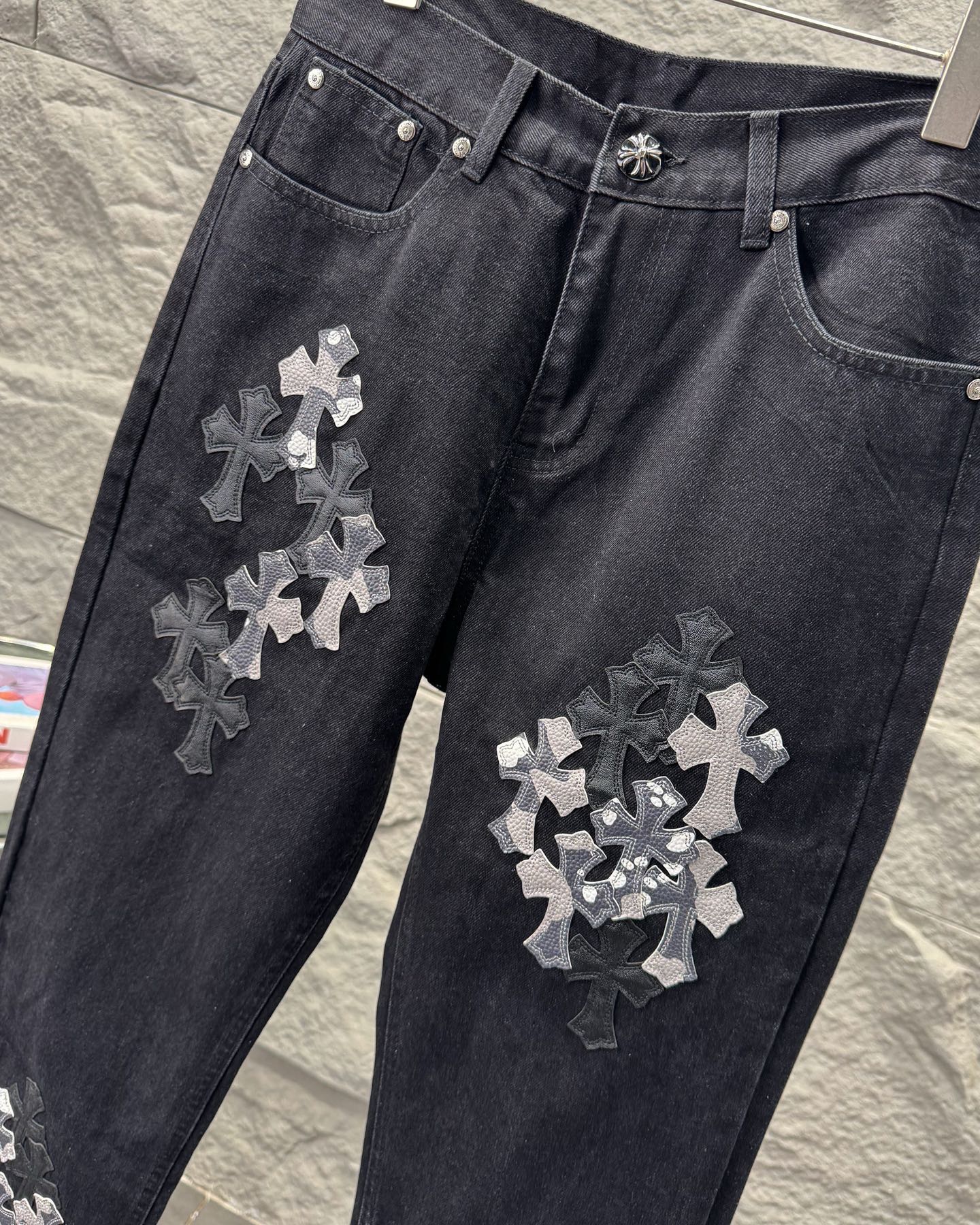 Chrome Hearts New York Limited Edition Leather Patch Straight-Leg Denim Jeans