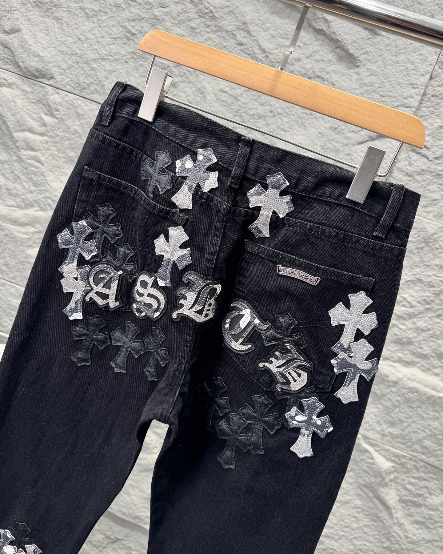 Chrome Hearts New York Limited Edition Leather Patch Straight-Leg Denim Jeans