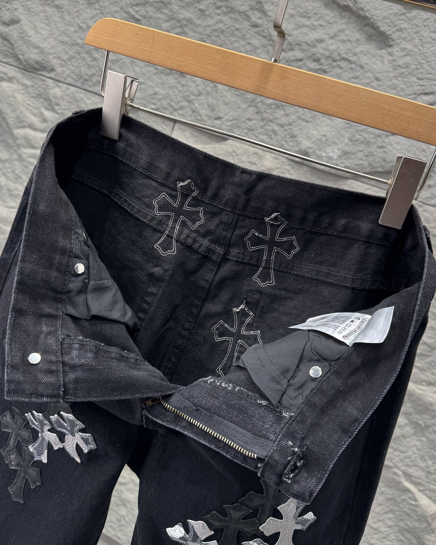 Chrome Hearts New York Limited Edition Leather Patch Straight-Leg Denim Jeans