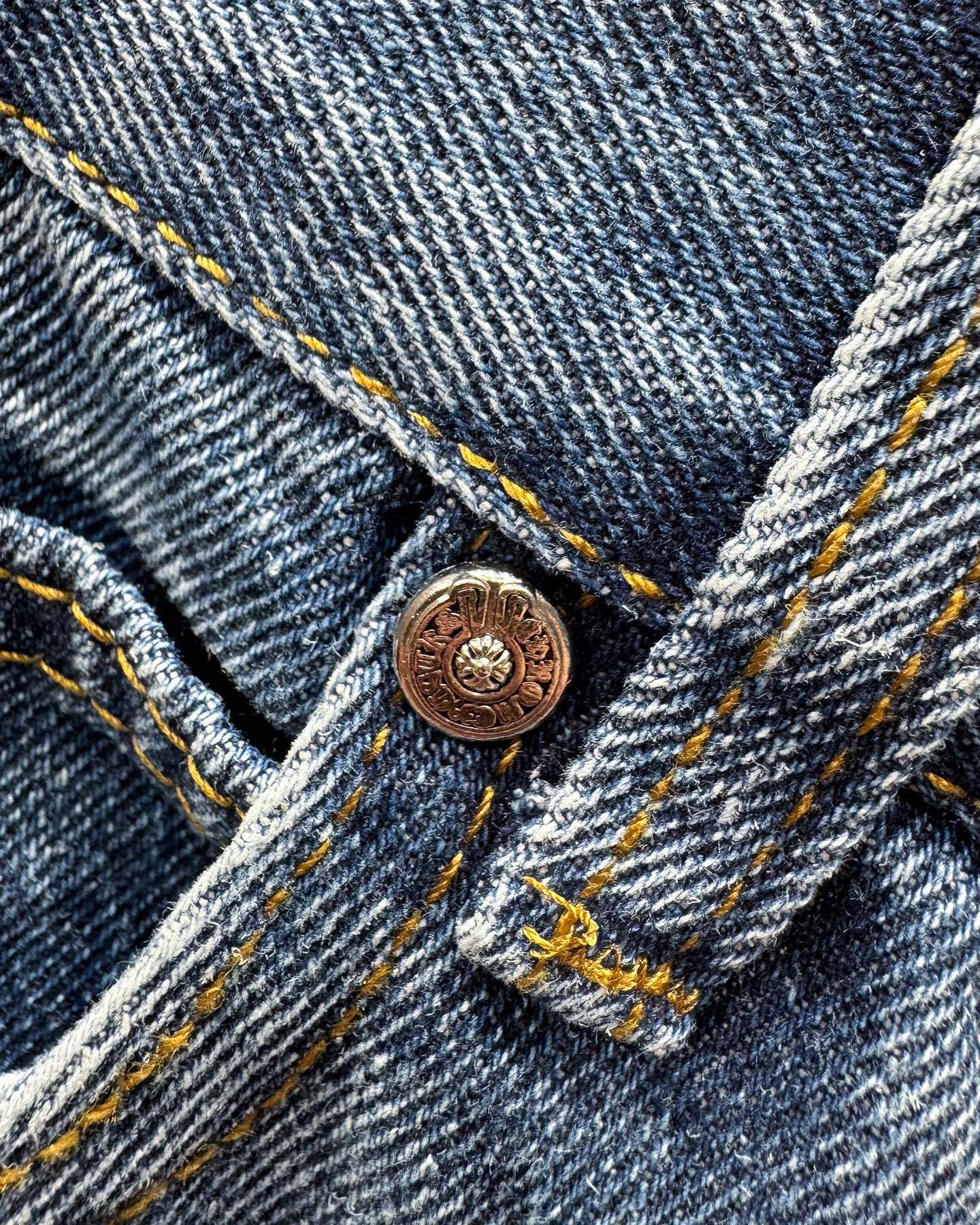Chrome Hearts White Leather Patchwork Denim Jeans