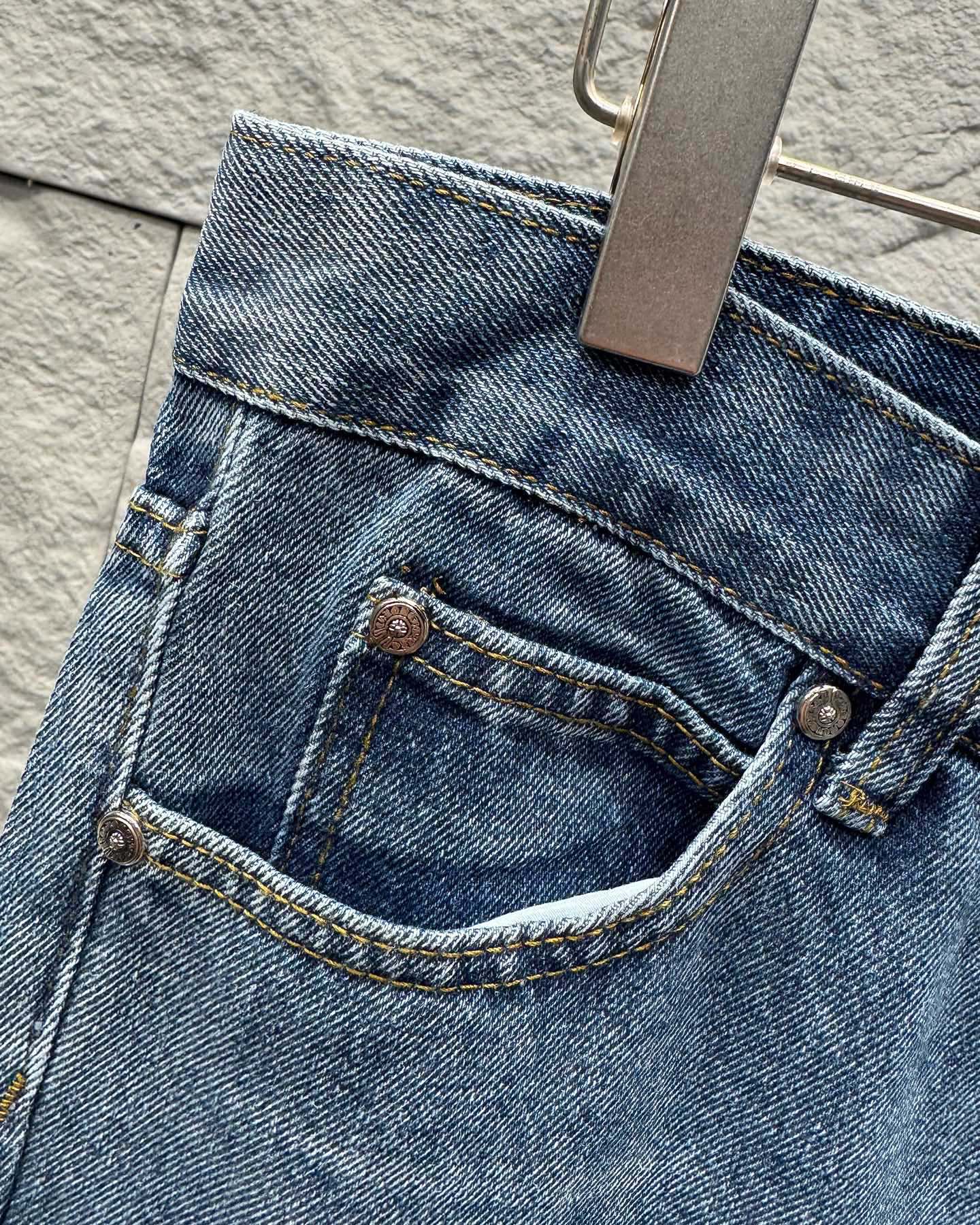 Chrome Hearts White Leather Patchwork Denim Jeans