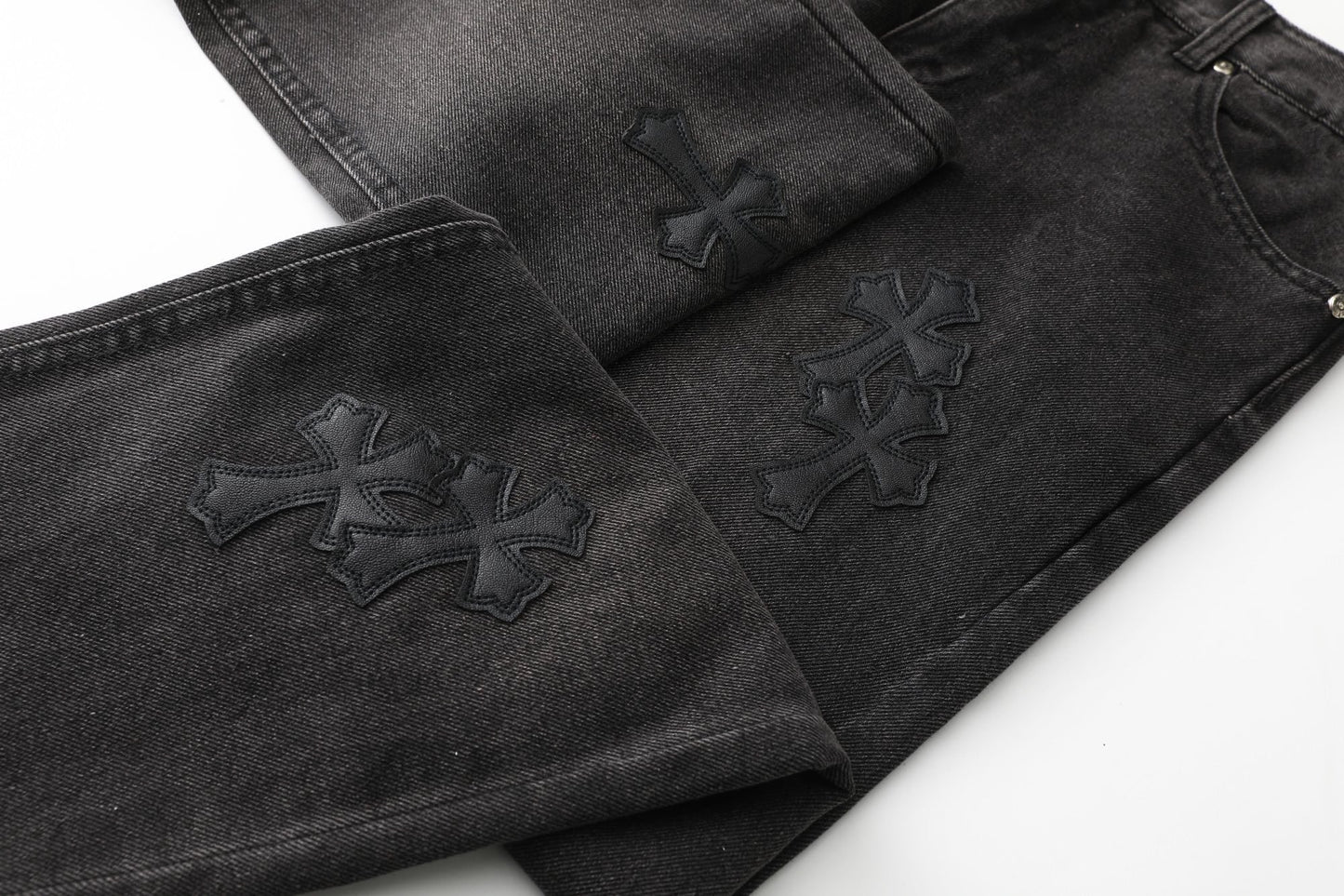 Chrome Hearts Cross Leather Patch B01 Fit Denim Jeans