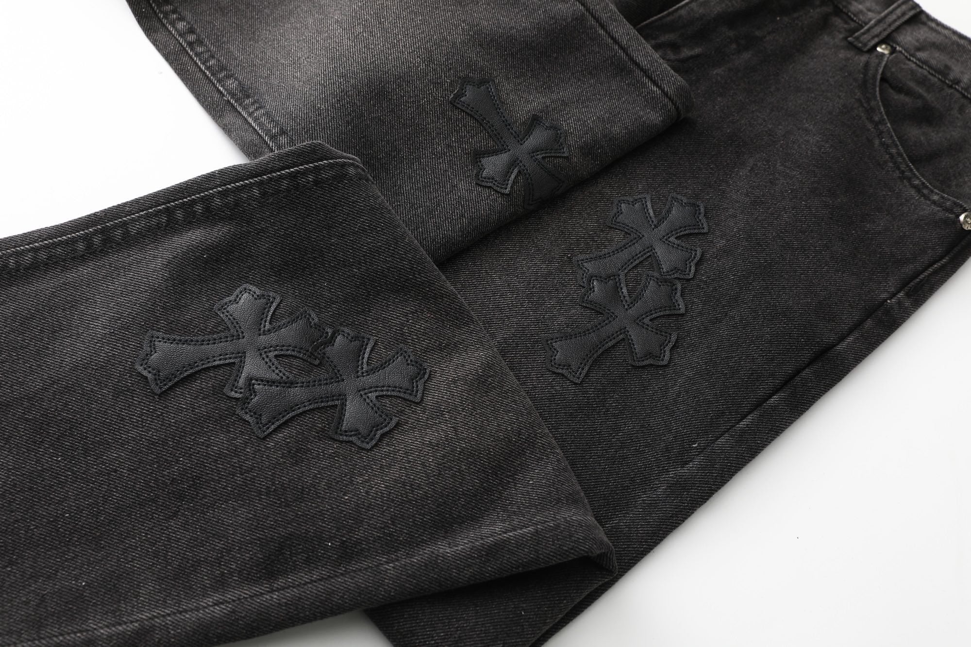 Chrome Hearts Cross Leather Patch B01 Fit Denim Jeans KB23