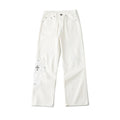 Chrome Hearts Cross Leather Patch White Denim Jeans KB21