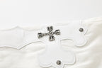 Chrome Hearts Cross Leather Patch White Denim Jeans KB21