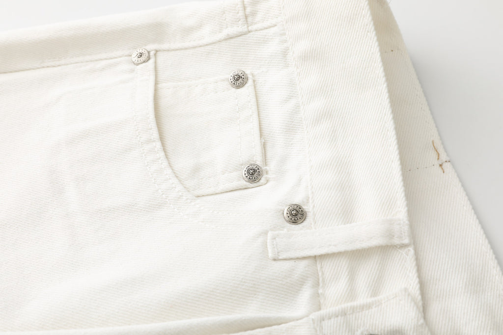 Chrome Hearts Cross Leather Patch White Denim Jeans KB21