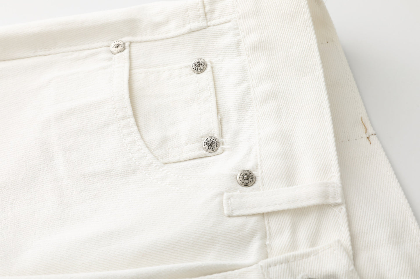 Chrome Hearts Cross Leather Patch White Denim Jeans