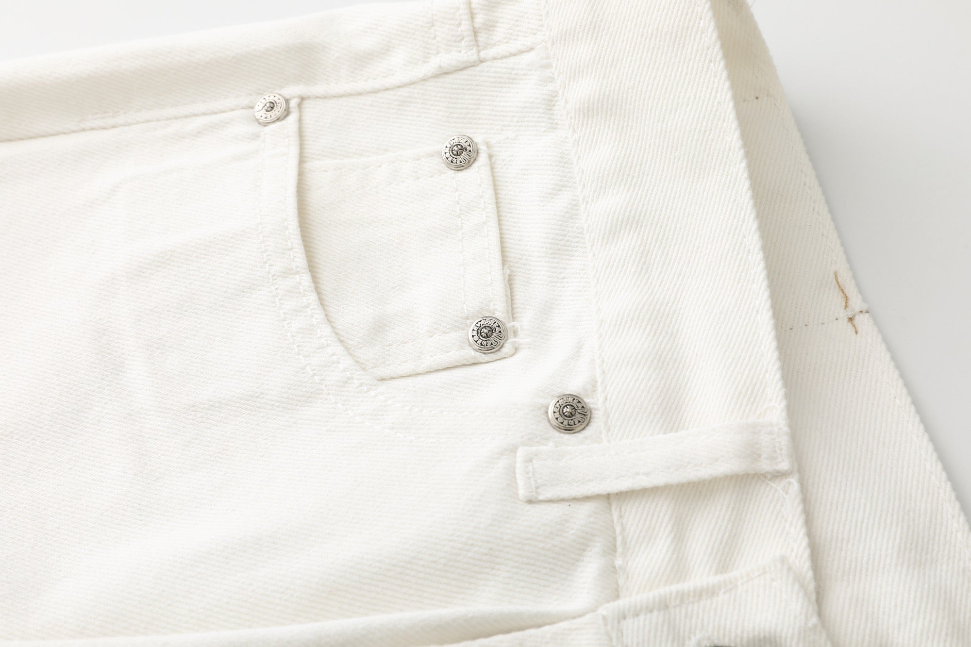 Chrome Hearts Cross Leather Patch White Denim Jeans KB21