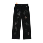 Chrome Hearts Casual Black Cross Denim Jeans KX19