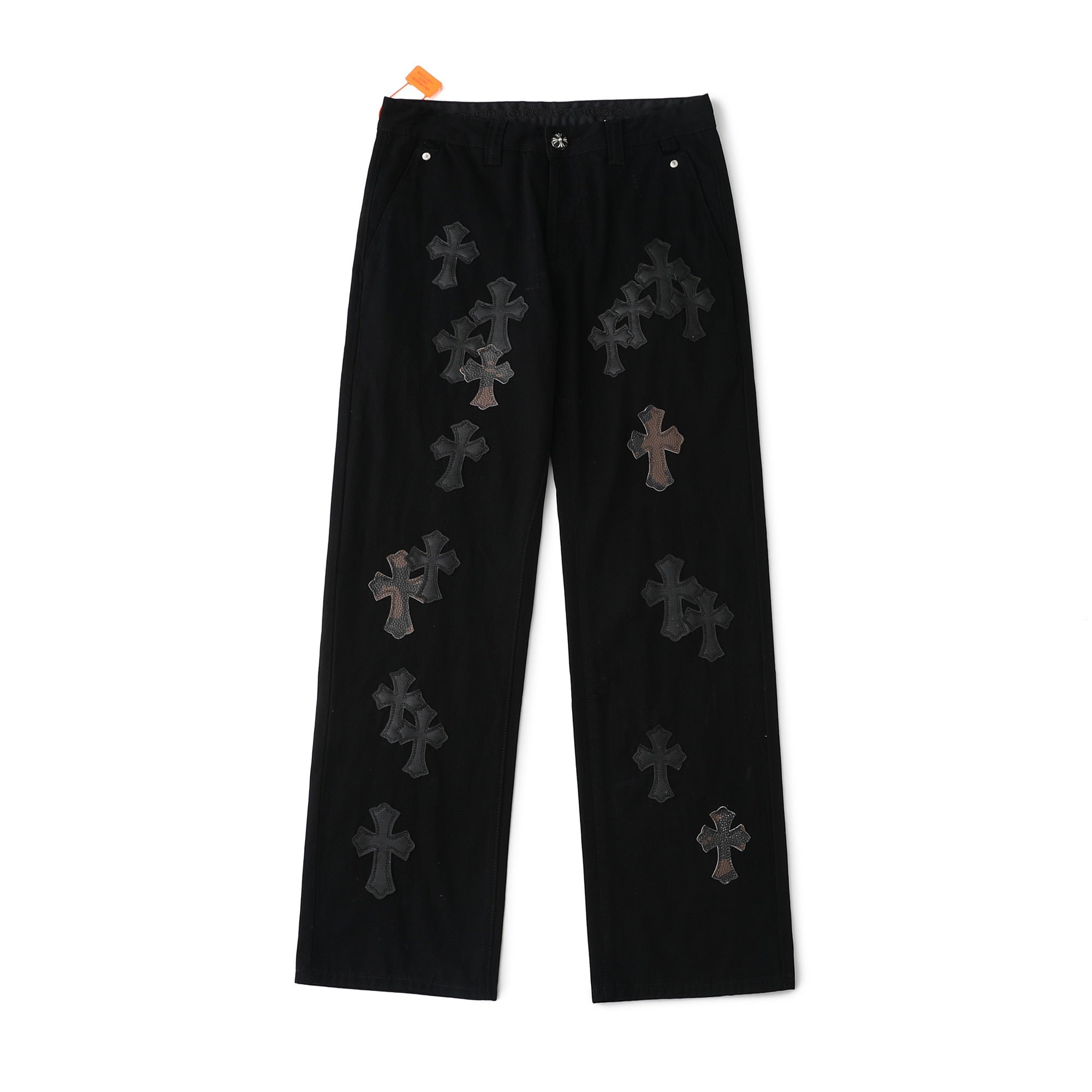 Chrome Hearts Casual Black Cross Denim Jeans KX19