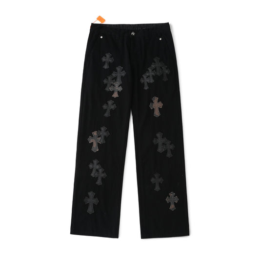 Chrome Hearts Casual Black Cross Denim Jeans