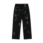 Chrome Hearts Casual Black Cross Denim Jeans KX19