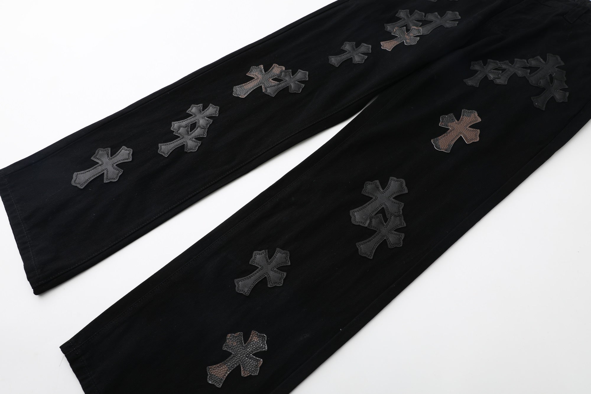 Chrome Hearts Casual Black Cross Denim Jeans KX19