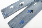 Chrome Hearts Black White Blue Multi Leather Patch Denim Jeans KH16