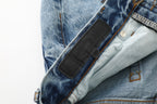 Chrome Hearts Black White Blue Multi Leather Patch Denim Jeans KH16