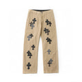Chrome Hearts Camouflage Checkered Cross Leather Patch Denim Jeans KM15