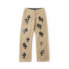 Chrome Hearts Camouflage Checkered Cross Leather Patch Denim Jeans KM15