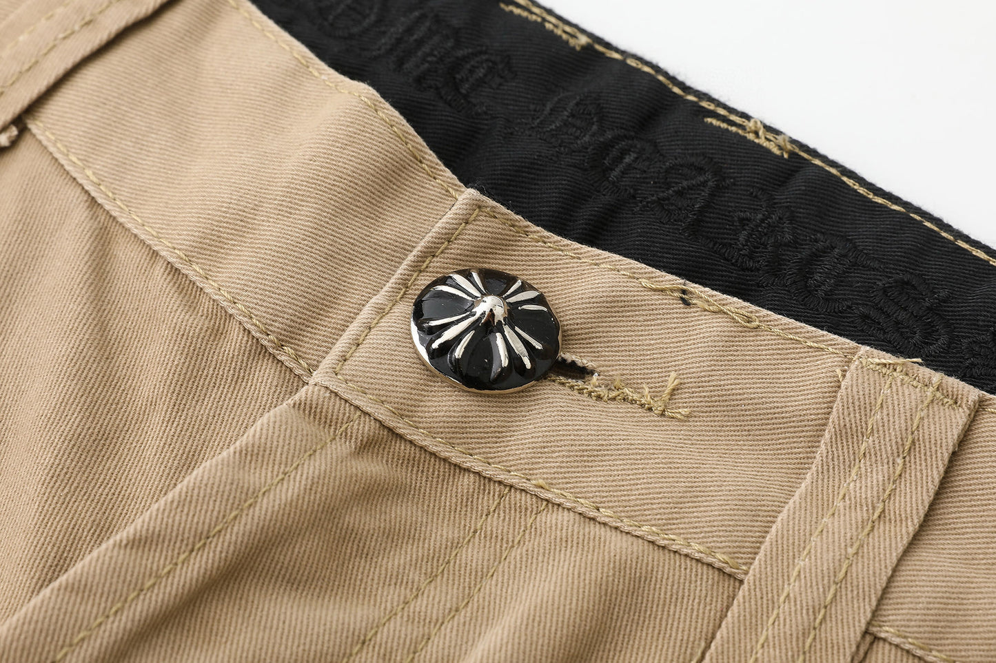 Chrome Hearts Camouflage Checkered Cross Leather Patch Denim Jeans